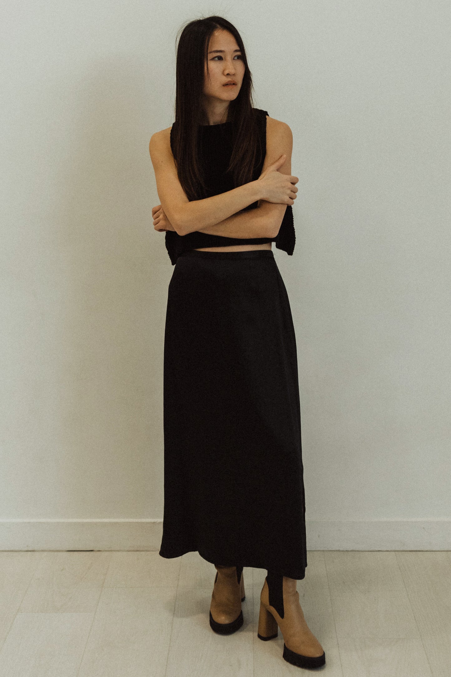 SATIN A-LINE SKIRT